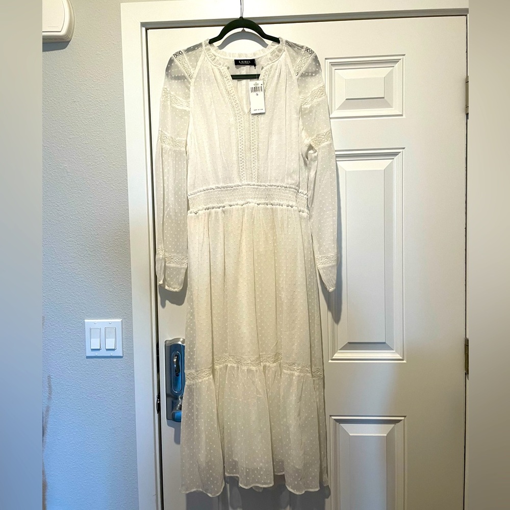 Ralph Lauren White Long Sleeve Dress